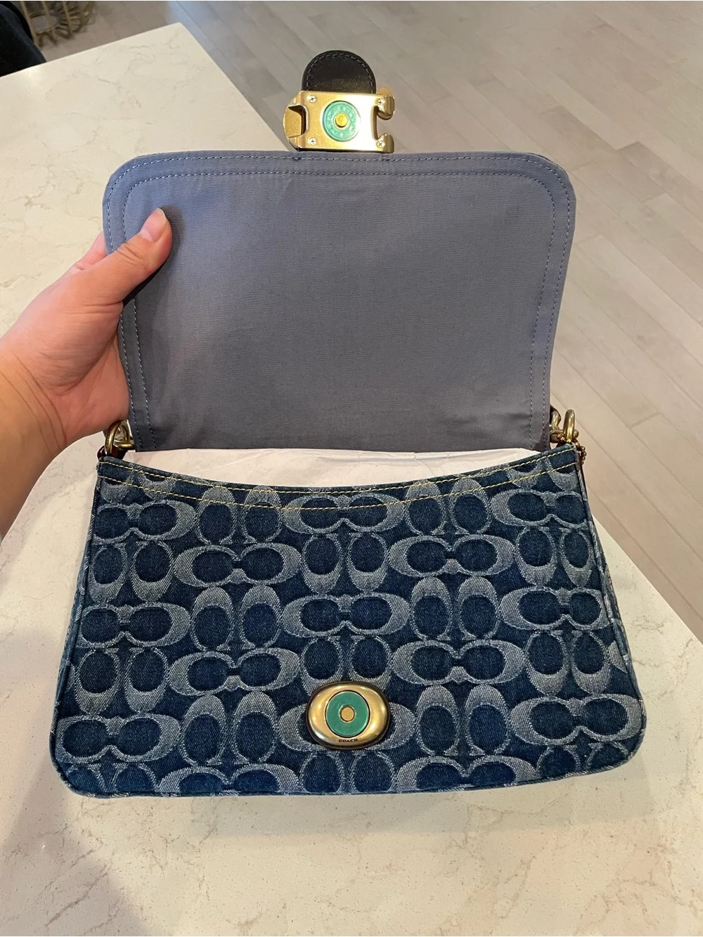 Coach Soft Tabby Signature Denim Shoulder Bag